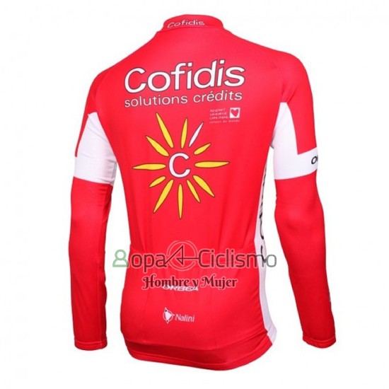 Cofidis Ropa Ciclismo Culotte Largo 2016 Mangas Largas Blanco y Rojo